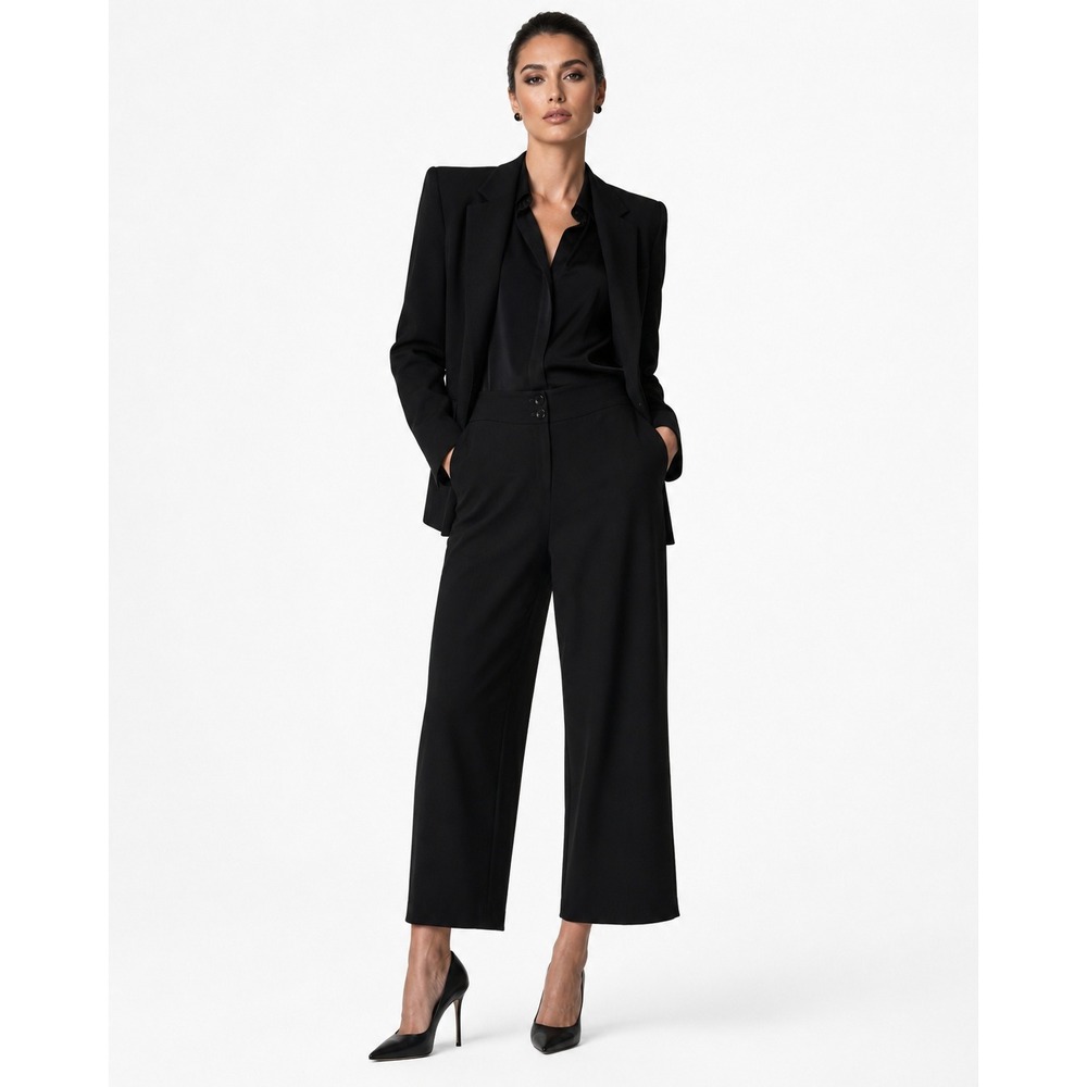 Armani Collezioni Womens Black Wide Leg Cropped‎ Dress Pants Trousers Size 8